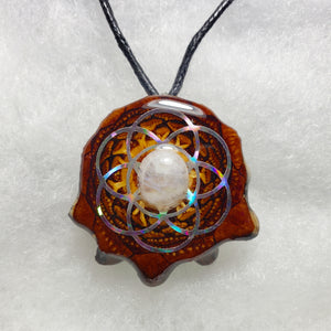 Moonstone seed of life pinecone pendant