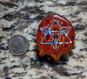 Merkabah over flower of life w/ black opal