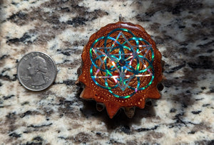 Merkabah over seed of life w/black opal