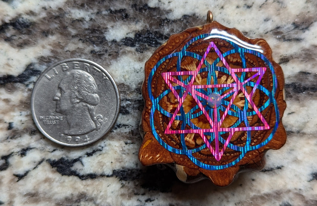 Merkabah over seed of life w/ opal