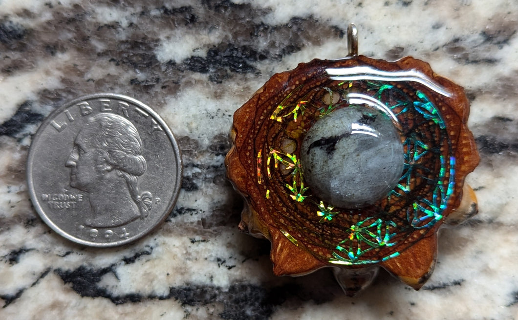 Labradorite over flower of life