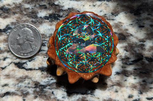 Subtropics over flower of life with opal eye