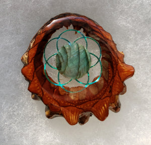 Seed of life with labradorite in a hollow cone!