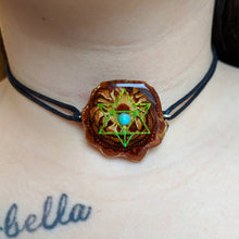 Load image into Gallery viewer, Green Lazer Merkabah with turquoise choker