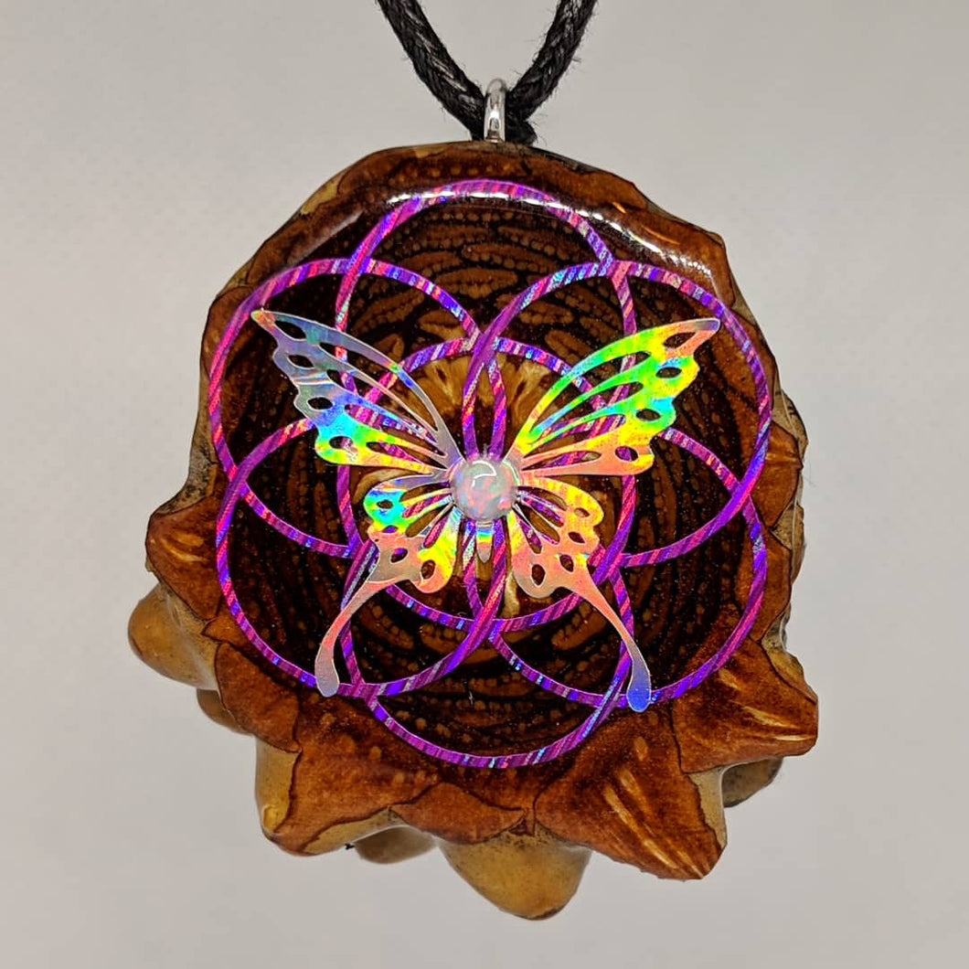 Seed of life butterfly with opal