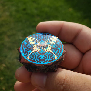 Flower of life with butterfly and opal