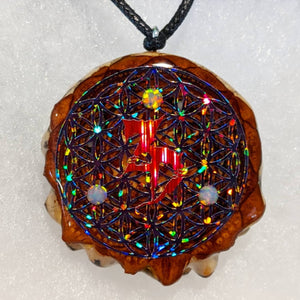ZD OVER FLOWER OF LIFE WITH 3 OPALS