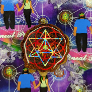 Red seed of life with rainbow merkabah & opal