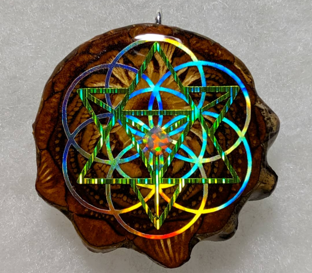 Merkabah over seed of life with square opal